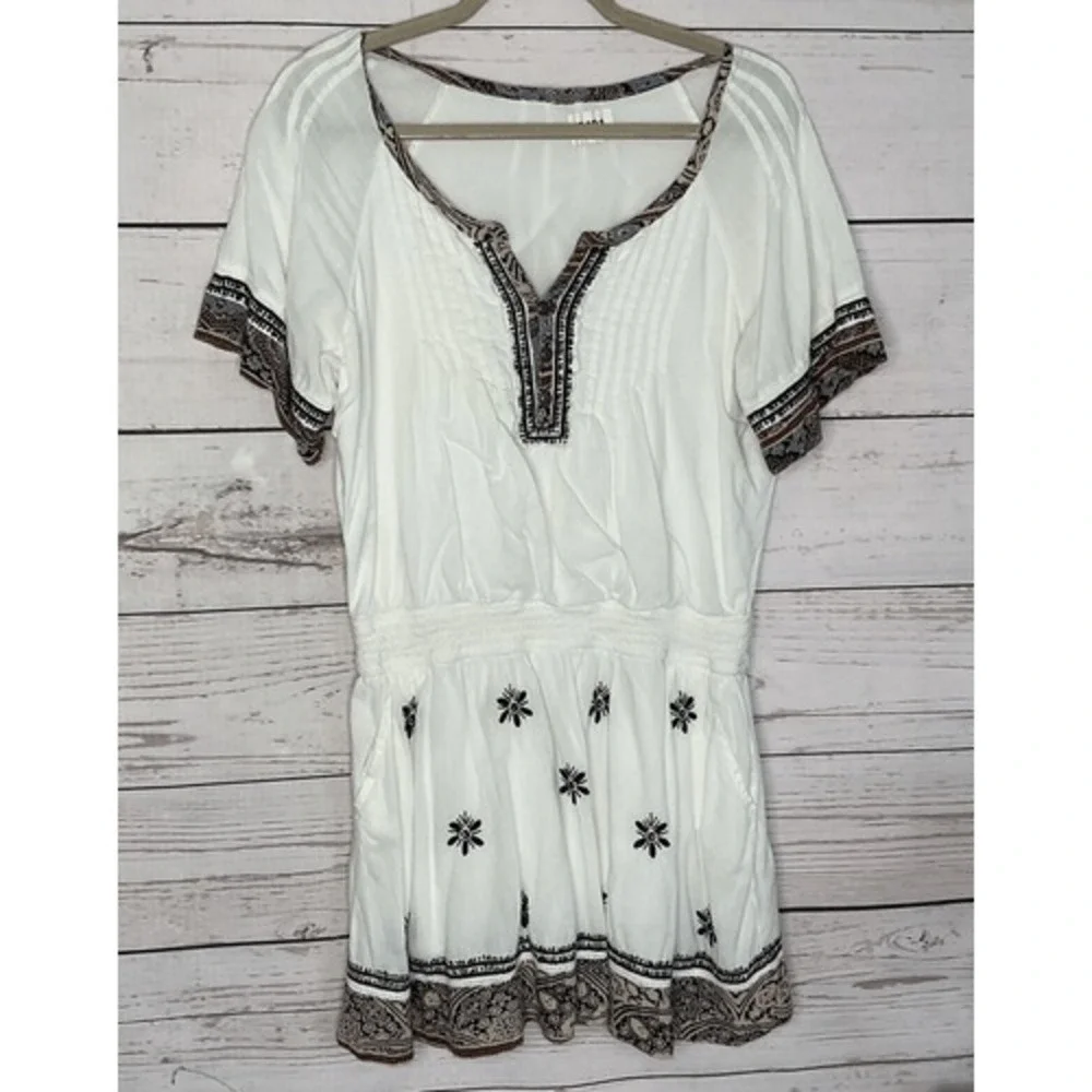 Free People Cottagecore girly dress Embroidered‎ Pintuck Pockets Size S Small